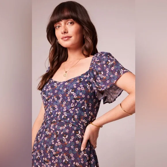 Band of the Free Coraline Purple Floral Crossover Mini Dress - Picture 3 of 3